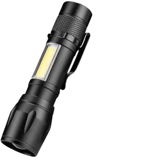 Rechargeable Mini Zoomable LED Flashlight Torch (Black : Rechargeable) ZR 912 CLIP BLACK B1