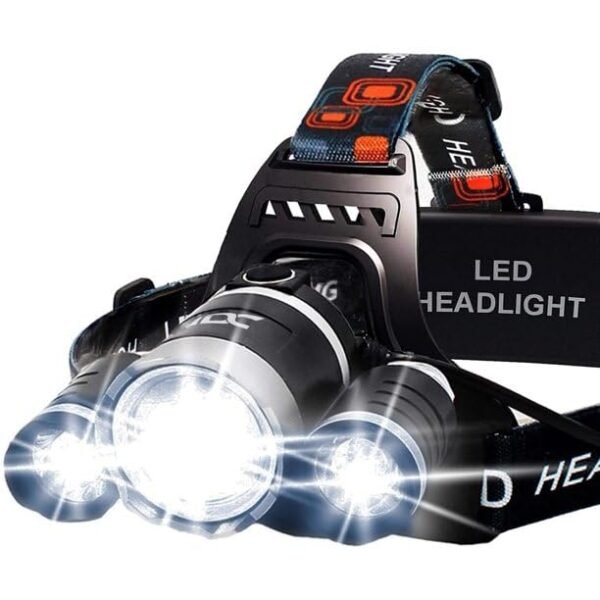 Care 4 LED Head Lamp Flash Light Torch with Adjustable Rechargeable Battery for Camping Trekking Caving Hiking Reading Running with Adjustable 3 Bulb Torch