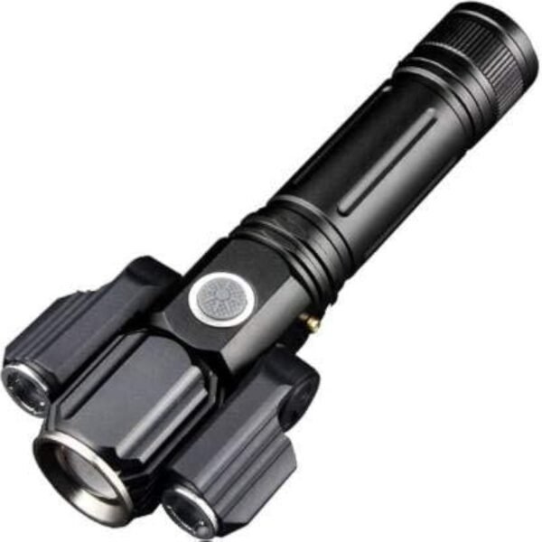 CARE 4 USB Rechargeable Long Range Torch LED Flashlight, Searchlight for Emeregency and Outdoor Use (539_3Head_Metal_Torch)1000 Lumen